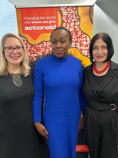 A portrait photo of Hannah Bond, Shade Odepelu and Taahra Ghazi